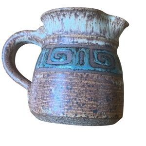 Hand Made Clay Pitcher Hand Thrown Pottery 1970s Jar signed Wettlaufer